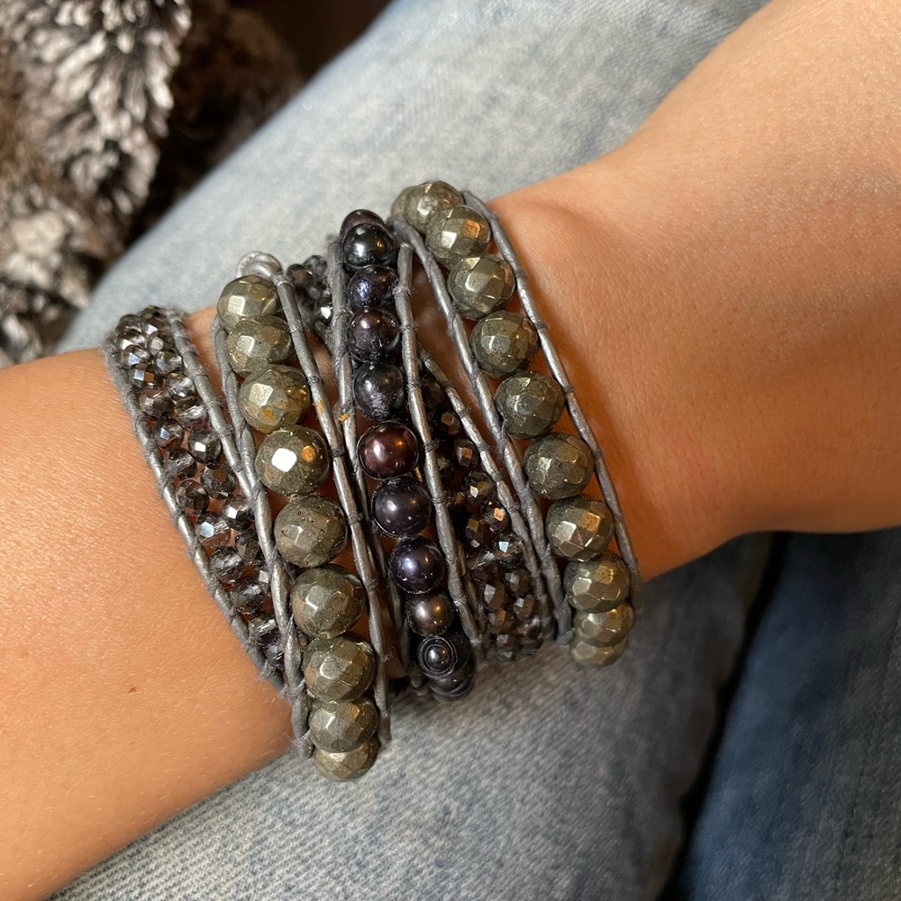 Lizou long beaded wrap bracelet